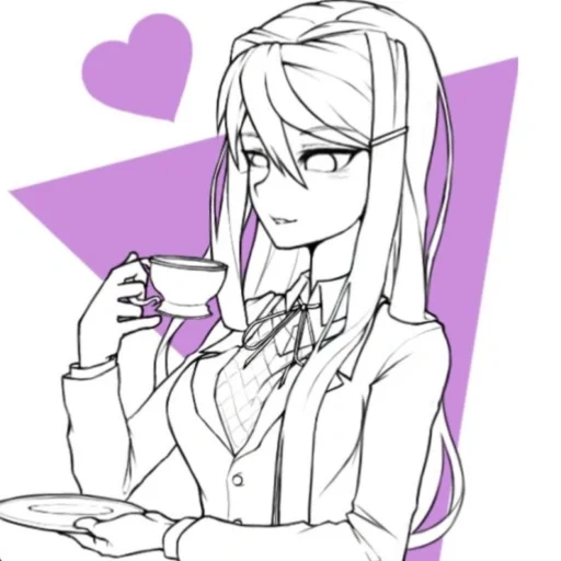 yuri ddlk, yuri ddlk tea, anime drawings, ddlk coloring yuri, natsuki docks drawing