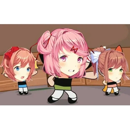 ddlc, doki doki, natsuki ddlc trap, doki doki literature club, monica yuri natsuki saori chibi