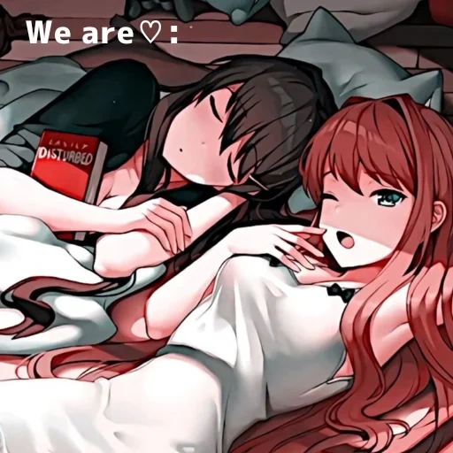 animación, pareja de animación, animación linda, papel de animación, yuri duerme doki doki