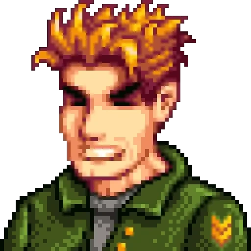 kent scouting, kent stadu, valle di stardew, faccia di doomguy sprite, star dew valley alex