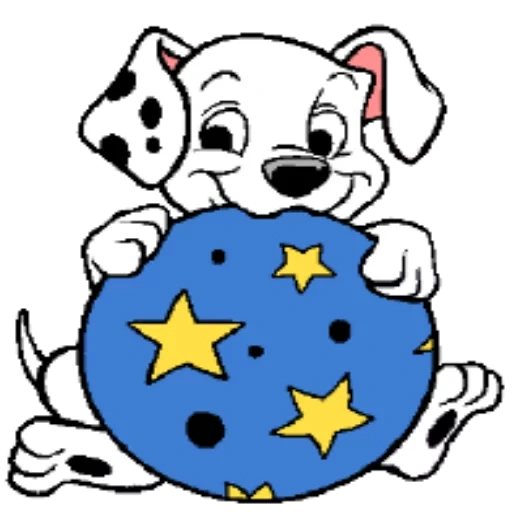 dessin disney, motif dalmatien, the walt disney company, dalmatien peignant des boules, coloriage de boules pour chiens