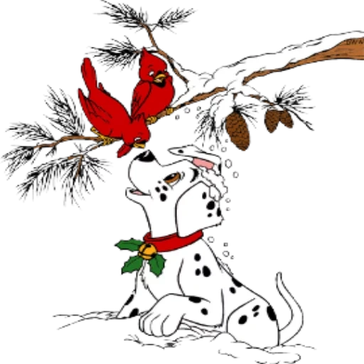 perro moteado, 101 perros moteados, 101 perros moteados invierno, 101 navidad de dalmatians, colorear 101 perros moteados 2 juegos