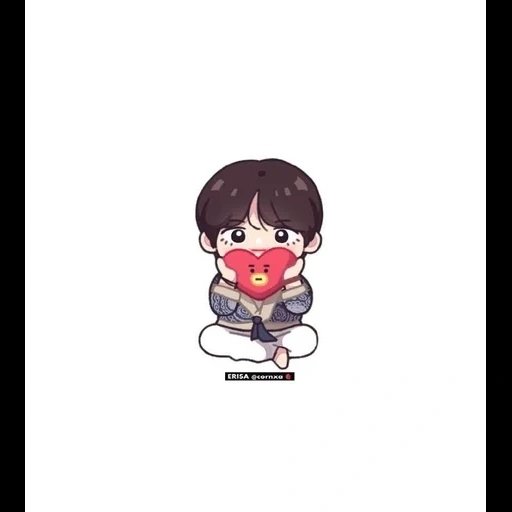 chibi, art chibi, bts chibi, bts fanart, autocollant rouge bts