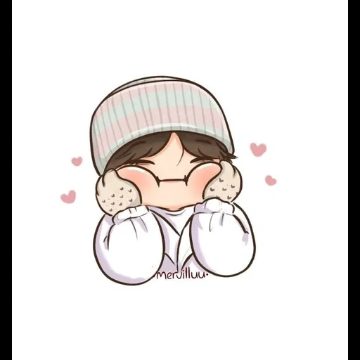 imagen, chibi bts, chibi taehen shzaran, estimados dibujos son lindos, artes de invierno oso taehyung