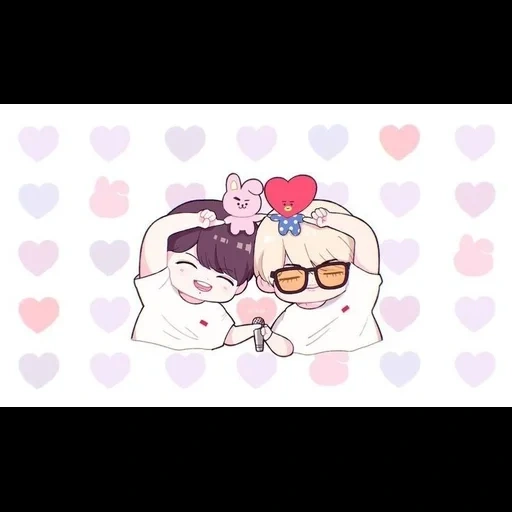 female friends, anime wallpaper, anime kiss, picture bt21 vkook, bts uigu chibi couple wallpaper