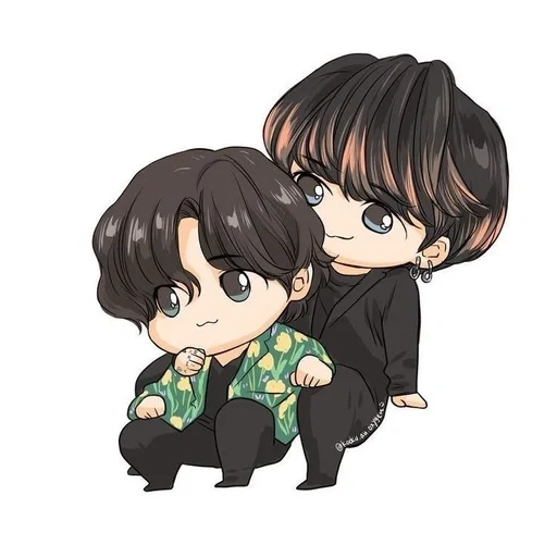 chibi bts, chibi bts, kookv chibi, bts vkook chibi, persona 5 makoto beso