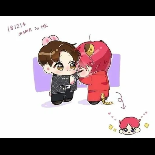 chibi, anime, bts vkook chibi, perusahaan seni selat sehong, got7 markjin fanart