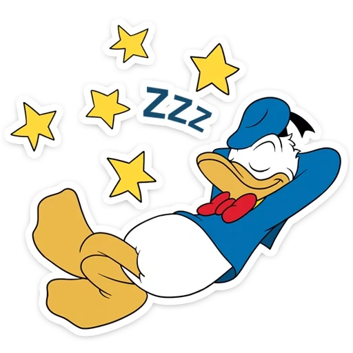 donald, paperino, disney donald dorme, adesivi donald duck