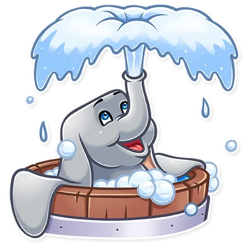 dumbo, les éléphants se lavent, dumbo prend un bain