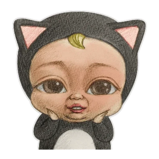 un jouet, personnage, sadayuki, femme chat emoji