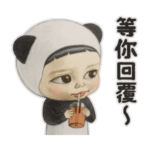 i geroglifici, panda girl, i personaggi di chibi, anime panda girl, i caratteri cinesi