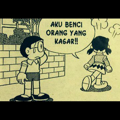 komik, nobita, zum spass, junge frau, kartun lucu
