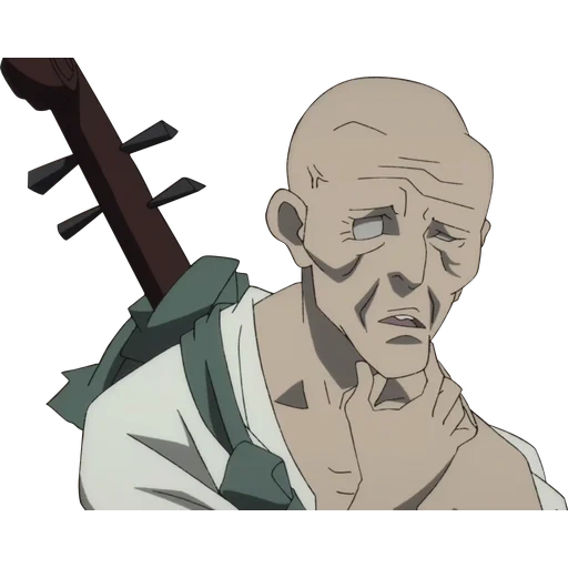 monk, anime old man, biwamaru dorolo, cartoon characters, dororo biwamaru