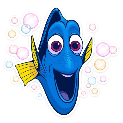 dori fish, small fish sticker, dori fish nimo, little blue fish cartoon