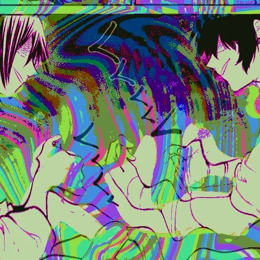 anime, immagine, arte glitch, arte anime, anime psichedelici