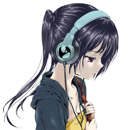 écouteurs d'animation, headset girl, écouteurs mio akiyama, anime fille casque, écouteurs mio akiyama