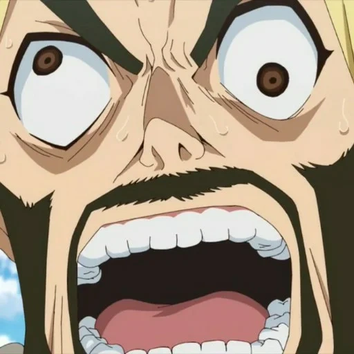 luffy angry, dr stone, gaius julius césar, dr stonder, anime dr stone