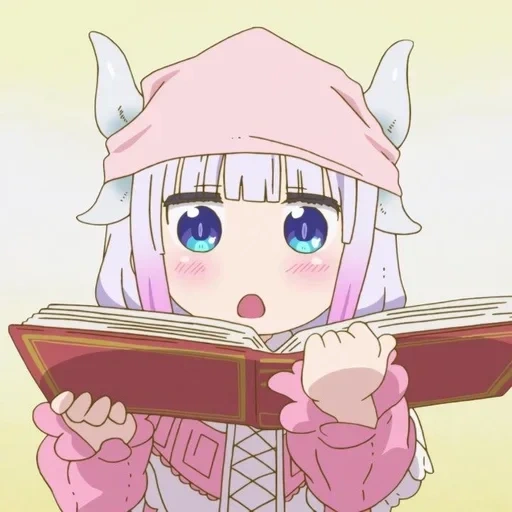 maid dragon, kanna kamui, кобаяши том газетой, аниме милые рисунки, kobayashi san chi no maid