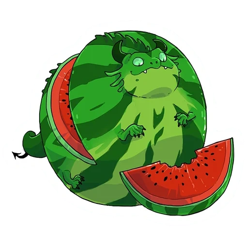 anguria, il drago, merry watermelon, acqua di anguria vettoriale verde