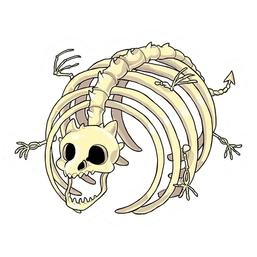 ilustrasi, kerangka tulang, menggambar kerangka, kerangka monster ikan