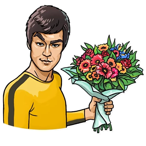 bruce lee, muster mit blumen