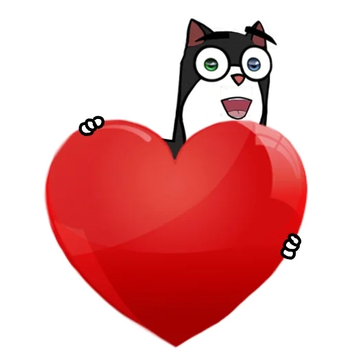 кошка, кот сердечками, красное сердце, кот сердечко мяу, черный кот сердечком
