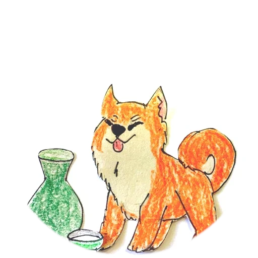 fox pattern, fox illustration, fox painting children, pattern of dog drinking tea