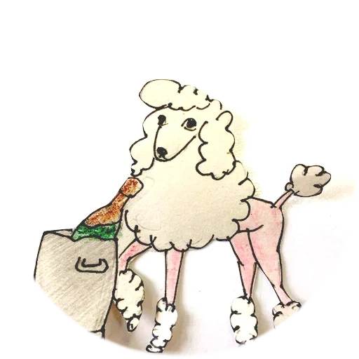 caniche, mouton à canard, illustration de caniche, clipart blanc, dessin avec artimon
