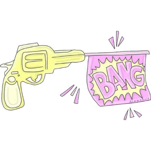 оружие, рисунок, поп арт пистолет, пистолет рисунок, пистолет розовый