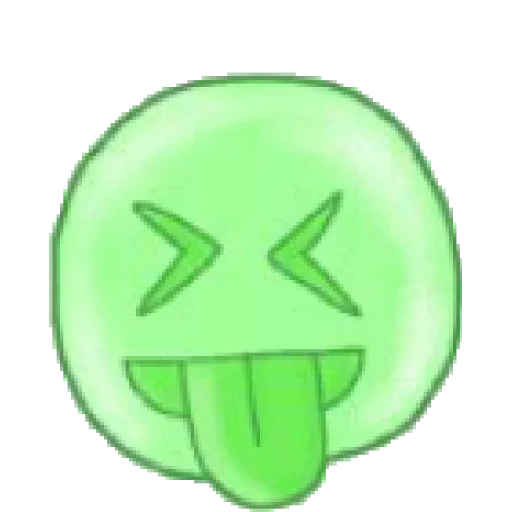 аниме, смайлы эмодзи, эмодзи зеленый, грустный эмоджи, зеленый смайлик