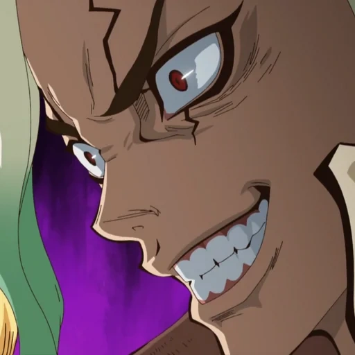 anime dr stone, dr stone grinse, dr stone episode 2, dr stone anime momente, schwefelsäure dr stone anime