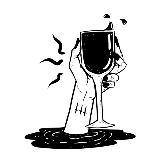 mão com um copo, o padrão do vidro, um copo de vetor de vinho, desenhando copo de vinho, mão com um copo de desenho