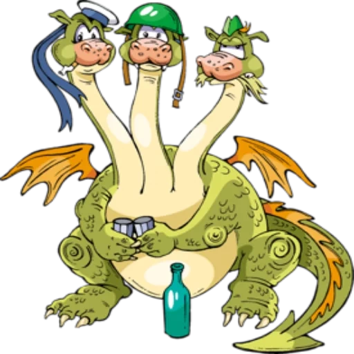 dragon, snake gorynych humor, snake gorynych anime, snake gorynych drawing, the drawing of the snake gorynych