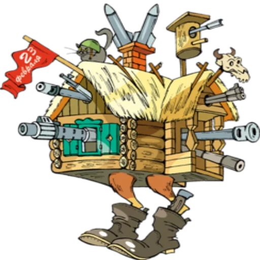 kuri hut, baba yaga choza, ilustración del termok, cabaña de patas de pollo, cabaña de patas de pollo 23