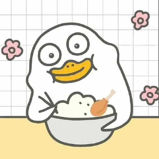 canard kavai, le canard est doux, dessins kawaii, le poulet est mignon, les illustrations sont mignonnes