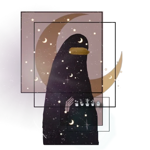 i pinguini, stampa pinguino, pinguino e uccello, poster del pinguino, pittura musulmana di nikab