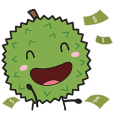 durian, clipart, fruit du durian, épines de cactus, monstres de dessins animés