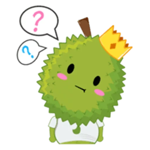 kaktus, durian, sebuah mainan, buah raja, emoji durian
