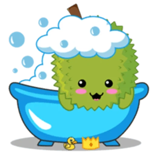 joli, bain, clipart, cactus kolya, dessin animé pax bath baby