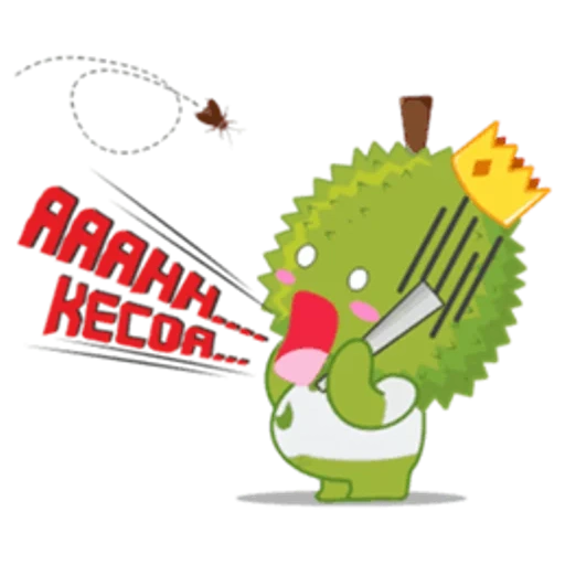 sebuah mainan, buah raja, emoji durian, stiker dari lanskap