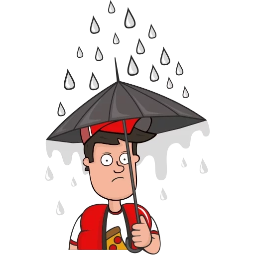 мужчина, зонтик под дождем, смайлик зонтиком под дождем