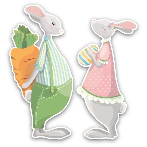 white rabbit, baby bunny clipart, bilateral rabbits