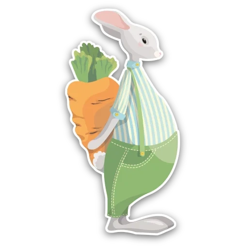 кролик, белый кролик, мультяшный заяц морковкой