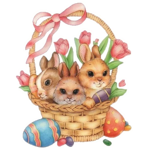 easter bunny, easter painting, easter rhjkbr basket, easter bunny basket, easter properties illustration