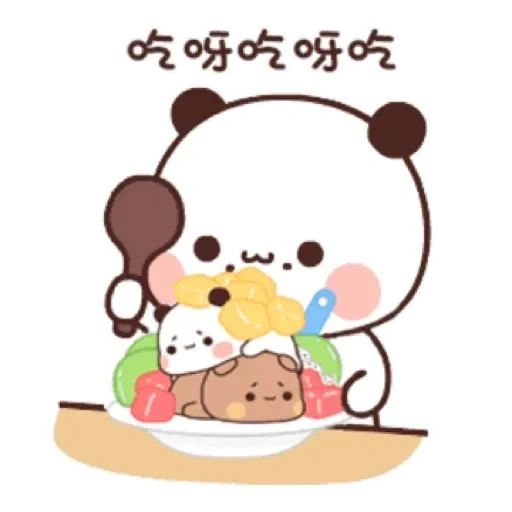 kawaii, hieroglyphs, beruang lucu, panda sayang, gambar lucu