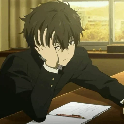 picture, anime guys, sad anime, anime characters, khotaro oreki lazy