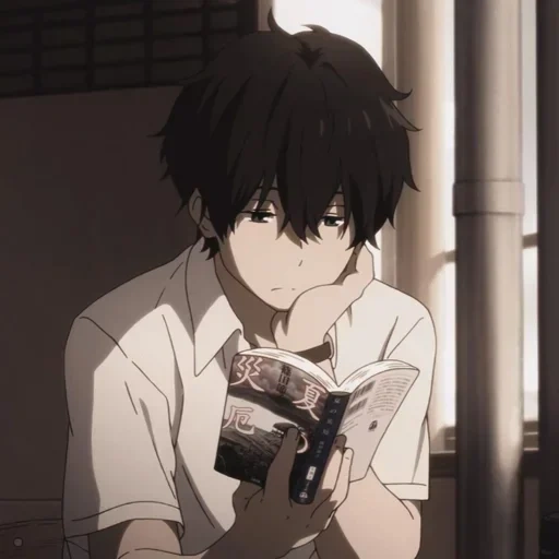 immagine, ragazzi anime, ragazzo anime, astetica arata shindo, khotaro oreki houtarou oreki