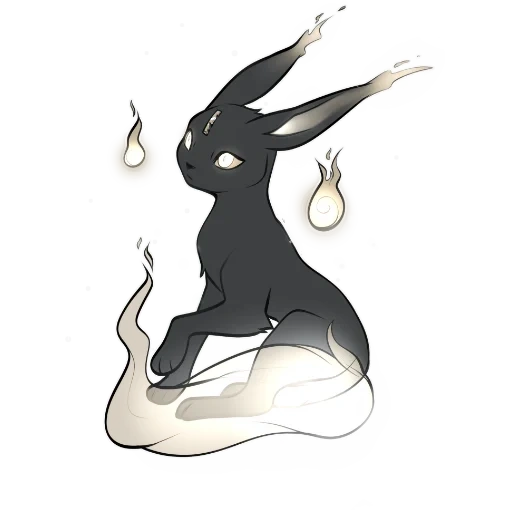 anime, black rabbit, pokemon umbraon, game ori blind forest, pokemon umbreon shaini