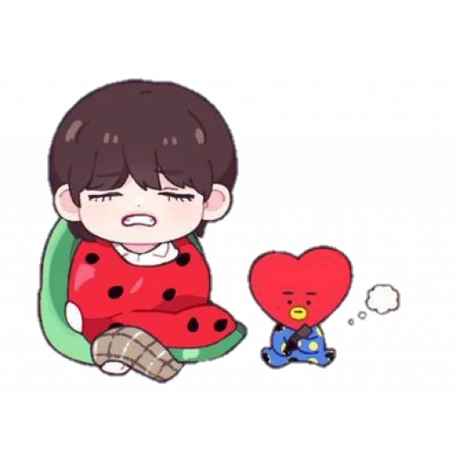 asiatisch, chibi süß, bts fanart, bt21 taehyung, bts chibi aufkleber