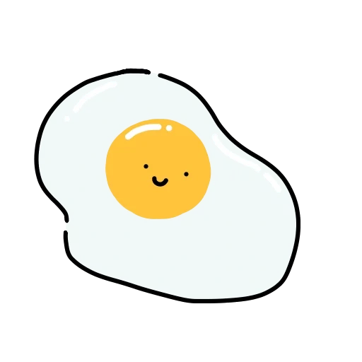 œufs brouillés, sweetheart oeufs brouillés, oeufs brouillés de dessins animés, motif d'œuf adorable, omelette illustration mignon